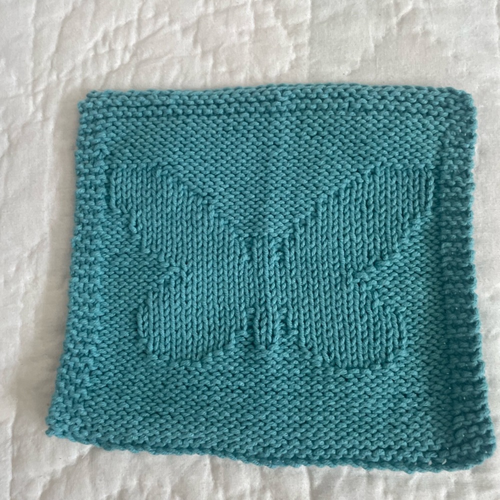 Set of three hand knit dishcloths/washcloths. - Picture 2 of 6